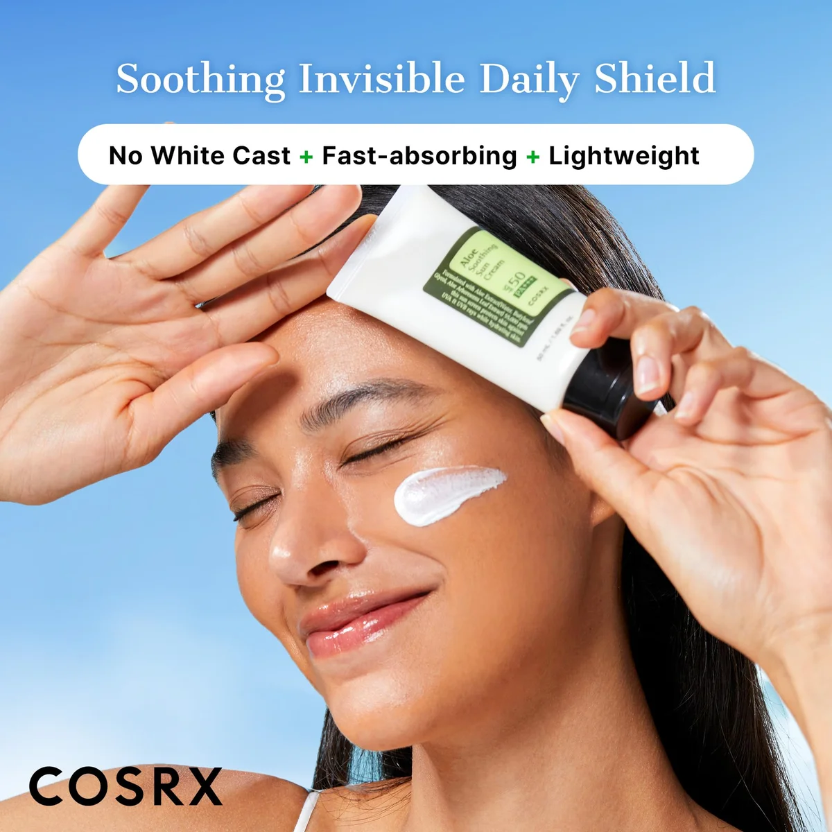 קרם הגנה SPF50 עם אלוורה להרגעה והגנה יומית מהשמש