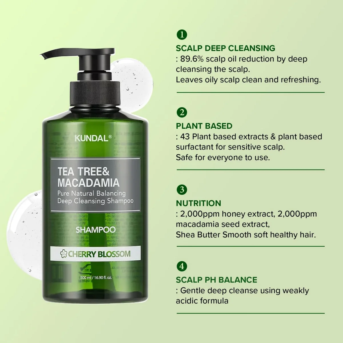 Шампунь Kundal Tea Tree Deep Cleansing с ароматом Cherry Blossom