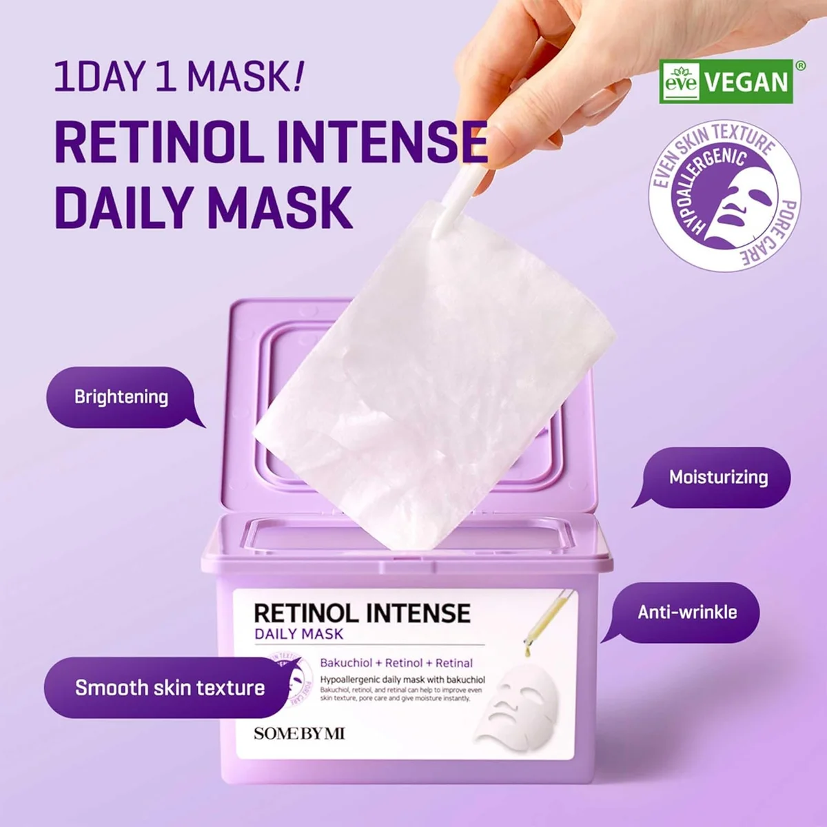 Тканевые маски Retinol Intense с пептидами против морщин, 30 шт.