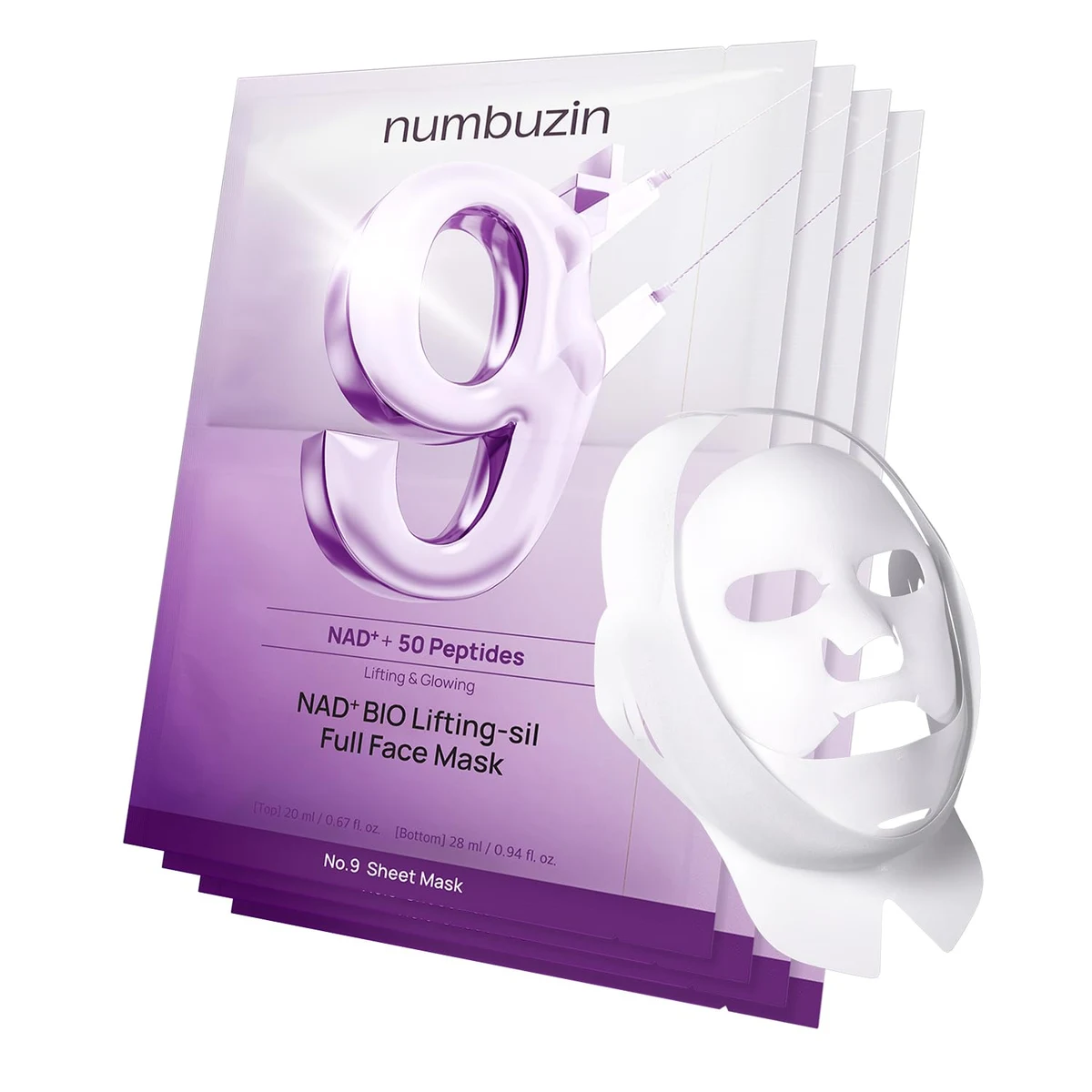 (4 шт.) Биоцеллюлозная маска Numbuzin No.9 NAD Full Face PACK