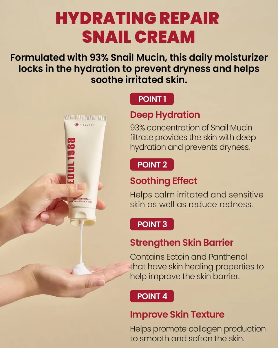 Seoul 1988 Cream: Snail Mucin 93% + Rice